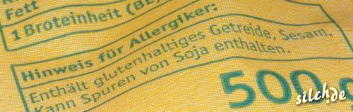Warnung fr Allergiker auf Brotverpackung